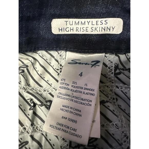 Seven 7 Jeans Woman’s Size 4 Tummyless High Rise Skinny Dark Wash 29x29.5 - Picture 3 of 7
